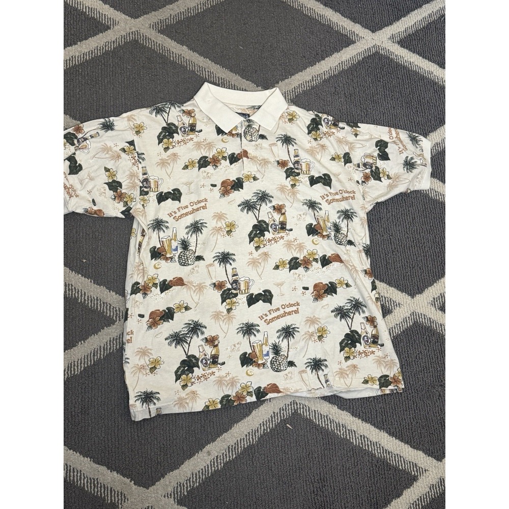 Big Dogs Polo Shirt Mens Medium Short Sleeve 5 O'clock Somewhere Beach Drink